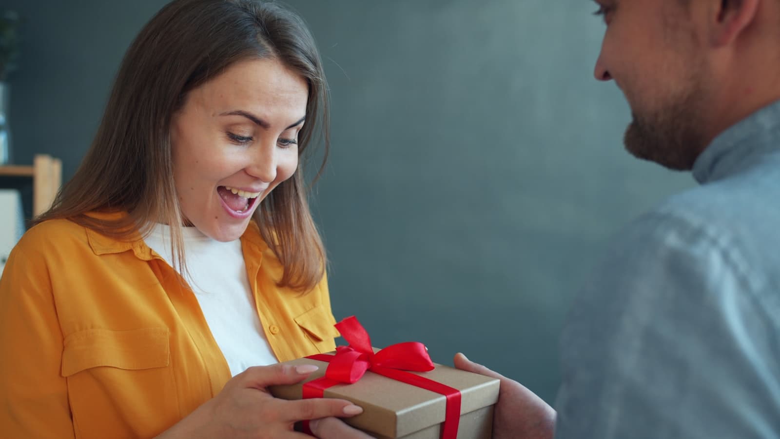Someone delighted to receive a gift